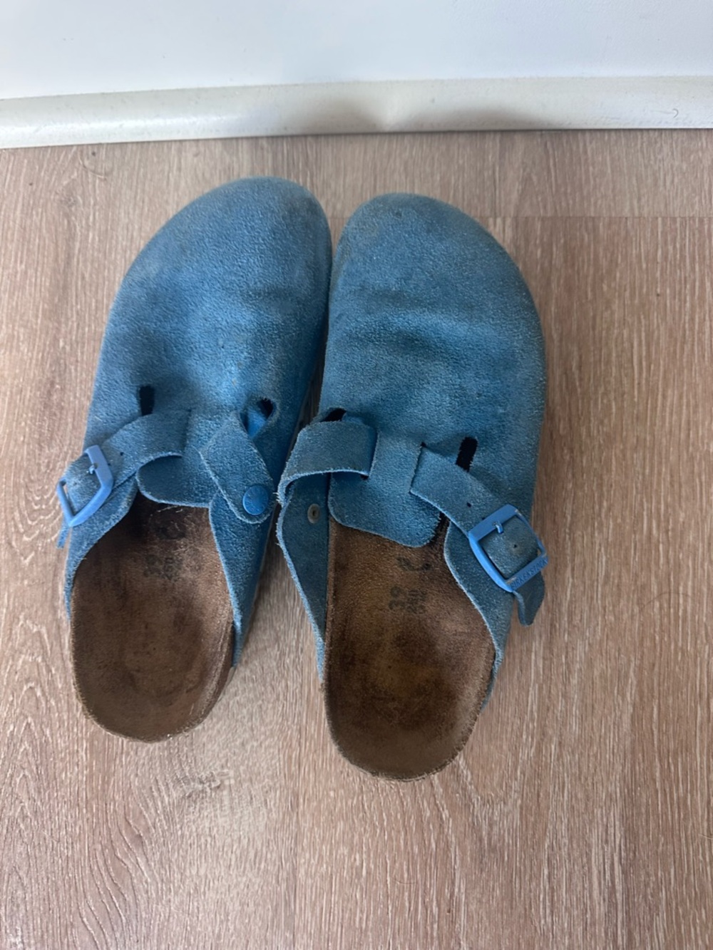 Birkenstock Blue Suede Mules Clogs size 39 8